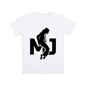Детская футболка хлопок с принтом Майкл Джексон в Санкт-Петербурге, 100% хлопок | круглый вырез горловины, полуприлегающий силуэт, длина до линии бедер | jackson | king | michael | music | pop | джексон | джэксон | король | майкл | музыка | поп | попса