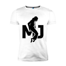 Мужская футболка премиум с принтом Майкл Джексон в Санкт-Петербурге, 92% хлопок, 8% лайкра | приталенный силуэт, круглый вырез ворота, длина до линии бедра, короткий рукав | jackson | king | michael | music | pop | джексон | джэксон | король | майкл | музыка | поп | попса