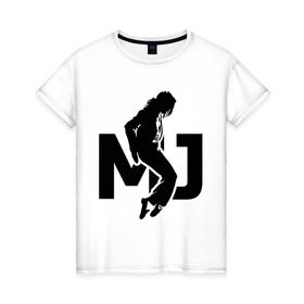 Женская футболка хлопок с принтом Майкл Джексон в Санкт-Петербурге, 100% хлопок | прямой крой, круглый вырез горловины, длина до линии бедер, слегка спущенное плечо | jackson | king | michael | music | pop | джексон | джэксон | король | майкл | музыка | поп | попса