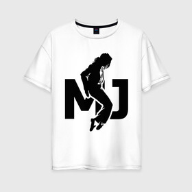 Женская футболка хлопок Oversize с принтом Майкл Джексон в Санкт-Петербурге, 100% хлопок | свободный крой, круглый ворот, спущенный рукав, длина до линии бедер
 | jackson | king | michael | music | pop | джексон | джэксон | король | майкл | музыка | поп | попса