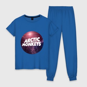 Женская пижама хлопок с принтом Arctic monkeys space logo в Санкт-Петербурге, 100% хлопок | брюки и футболка прямого кроя, без карманов, на брюках мягкая резинка на поясе и по низу штанин | arctic monkeys