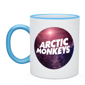 Кружка двухцветная с принтом Arctic monkeys space logo в Санкт-Петербурге, керамика | объем — 330 мл, диаметр — 80 мм. Цветная ручка и кайма сверху, в некоторых цветах — вся внутренняя часть | arctic monkeys