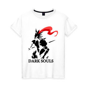 Женская футболка хлопок с принтом Dark Souls в Санкт-Петербурге, 100% хлопок | прямой крой, круглый вырез горловины, длина до линии бедер, слегка спущенное плечо | dark souls | praise the sun | you died | дарк соулс