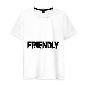 Мужская футболка хлопок с принтом I`m friendly в Санкт-Петербурге, 100% хлопок | прямой крой, круглый вырез горловины, длина до линии бедер, слегка спущенное плечо. | dayz | friend | друг