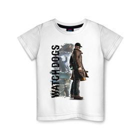 Детская футболка хлопок с принтом Watch Dogs (Aiden Pierce) в Санкт-Петербурге, 100% хлопок | круглый вырез горловины, полуприлегающий силуэт, длина до линии бедер | aiden | dog | pierce | watch | пирс | эйден