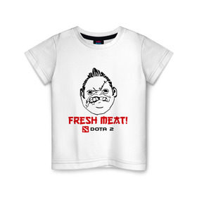Детская футболка хлопок с принтом Пудж Свежее мясо в Санкт-Петербурге, 100% хлопок | круглый вырез горловины, полуприлегающий силуэт, длина до линии бедер | dota | fresh | meat | pudge | дота | мясо | пудж | свежее