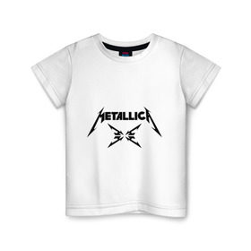 Детская футболка хлопок с принтом Metallica в Санкт-Петербурге, 100% хлопок | круглый вырез горловины, полуприлегающий силуэт, длина до линии бедер | металлика