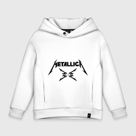 Детское худи Oversize хлопок с принтом Metallica в Санкт-Петербурге, френч-терри — 70% хлопок, 30% полиэстер. Мягкий теплый начес внутри —100% хлопок | боковые карманы, эластичные манжеты и нижняя кромка, капюшон на магнитной кнопке | металлика