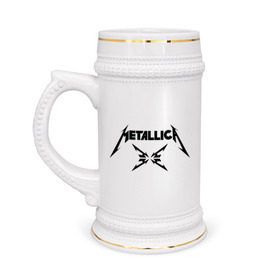 Кружка пивная с принтом Metallica в Санкт-Петербурге,  керамика (Материал выдерживает высокую температуру, стоит избегать резкого перепада температур) |  объем 630 мл | металлика