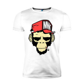 Мужская футболка премиум с принтом Monkey Swag в Санкт-Петербурге, 92% хлопок, 8% лайкра | приталенный силуэт, круглый вырез ворота, длина до линии бедра, короткий рукав | cap | hat | head | mnk | monkey | swag | голова | кепка | мартышка | обезьяна | свэг