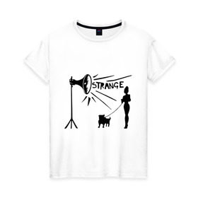 Женская футболка хлопок с принтом Depeche mode strange в Санкт-Петербурге, 100% хлопок | прямой крой, круглый вырез горловины, длина до линии бедер, слегка спущенное плечо | depeche mode | депеш мод | дипи шмот | меломанам | музыка