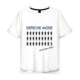 Мужская футболка хлопок Oversize с принтом DM get the balance right в Санкт-Петербурге, 100% хлопок | свободный крой, круглый ворот, “спинка” длиннее передней части | депеш мод | дипи шмот | меломанам