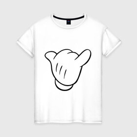 Женская футболка хлопок с принтом Перчатка Swag в Санкт-Петербурге, 100% хлопок | прямой крой, круглый вырез горловины, длина до линии бедер, слегка спущенное плечо | 