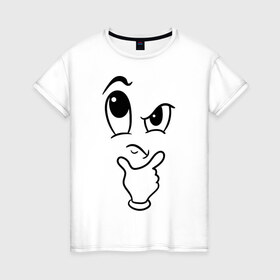 Женская футболка хлопок с принтом Задумчивый взгляд в Санкт-Петербурге, 100% хлопок | прямой крой, круглый вырез горловины, длина до линии бедер, слегка спущенное плечо | взгляд | лицо | недоумевающий | рожица | смайл