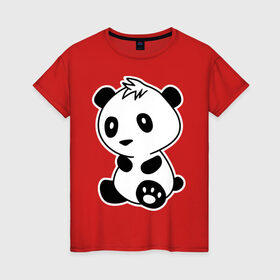 Женская футболка хлопок с принтом Панда-малыш в Санкт-Петербурге, 100% хлопок | прямой крой, круглый вырез горловины, длина до линии бедер, слегка спущенное плечо | панда