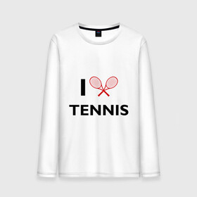 Мужской лонгслив хлопок с принтом I Love Tennis в Санкт-Петербурге, 100% хлопок |  | Тематика изображения на принте: ракетка | тенис | теннис | теннисист