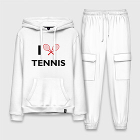 Мужской костюм хлопок с толстовкой с принтом I Love Tennis в Санкт-Петербурге,  |  | ракетка | тенис | теннис | теннисист