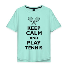 Мужская футболка хлопок Oversize с принтом Play tennis в Санкт-Петербурге, 100% хлопок | свободный крой, круглый ворот, “спинка” длиннее передней части | ракетка | тенис | теннис | теннисист