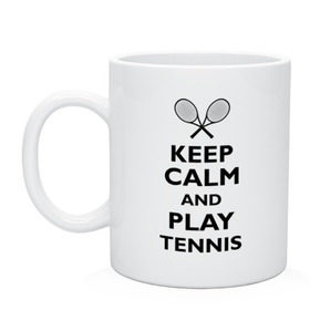 Кружка с принтом Play tennis в Санкт-Петербурге, керамика | объем — 330 мл, диаметр — 80 мм. Принт наносится на бока кружки, можно сделать два разных изображения | ракетка | тенис | теннис | теннисист