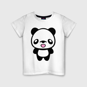 Детская футболка хлопок с принтом Маленькая пандочка в Санкт-Петербурге, 100% хлопок | круглый вырез горловины, полуприлегающий силуэт, длина до линии бедер | панда