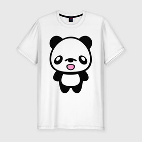 Мужская футболка премиум с принтом Маленькая пандочка в Санкт-Петербурге, 92% хлопок, 8% лайкра | приталенный силуэт, круглый вырез ворота, длина до линии бедра, короткий рукав | панда