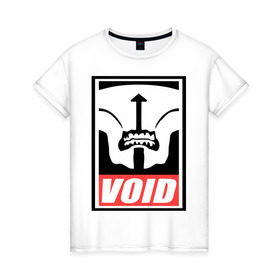 Женская футболка хлопок с принтом Faceless Void Dota2 в Санкт-Петербурге, 100% хлопок | прямой крой, круглый вырез горловины, длина до линии бедер, слегка спущенное плечо | Тематика изображения на принте: dota | faceless | obey | void | войд | дота