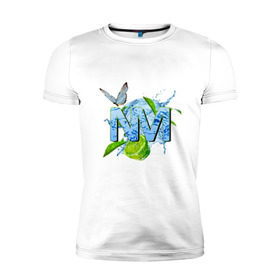 Мужская футболка премиум с принтом NM в Санкт-Петербурге, 92% хлопок, 8% лайкра | приталенный силуэт, круглый вырез ворота, длина до линии бедра, короткий рукав | бабочка