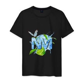 Мужская футболка хлопок с принтом NM в Санкт-Петербурге, 100% хлопок | прямой крой, круглый вырез горловины, длина до линии бедер, слегка спущенное плечо. | бабочка