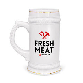 Кружка пивная с принтом Fresh meat в Санкт-Петербурге,  керамика (Материал выдерживает высокую температуру, стоит избегать резкого перепада температур) |  объем 630 мл | dota | fresh | meat | pudge | дота | мясо | пудж | свежее
