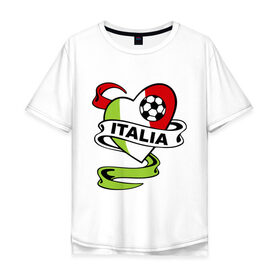 Мужская футболка хлопок Oversize с принтом Сборная Италии по футболу в Санкт-Петербурге, 100% хлопок | свободный крой, круглый ворот, “спинка” длиннее передней части | football | italia | team | италия | сборная | флаг италии | футбол | футбольный мяч