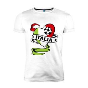 Мужская футболка премиум с принтом Сборная Италии по футболу в Санкт-Петербурге, 92% хлопок, 8% лайкра | приталенный силуэт, круглый вырез ворота, длина до линии бедра, короткий рукав | football | italia | team | италия | сборная | флаг италии | футбол | футбольный мяч