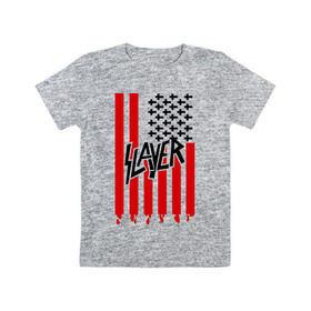 Детская футболка хлопок с принтом Slayer flag в Санкт-Петербурге, 100% хлопок | круглый вырез горловины, полуприлегающий силуэт, длина до линии бедер | flag | slayer | америка | музыка | рок | сша | флаг
