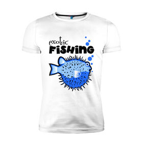 Мужская футболка премиум с принтом Экзотическая рыбалка в Санкт-Петербурге, 92% хлопок, 8% лайкра | приталенный силуэт, круглый вырез ворота, длина до линии бедра, короткий рукав | exotic | fishing | еж | рыбалка | экзотическая