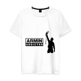 Мужская футболка хлопок с принтом Armin addicted в Санкт-Петербурге, 100% хлопок | прямой крой, круглый вырез горловины, длина до линии бедер, слегка спущенное плечо. | addicted | buuren | van | аrmin