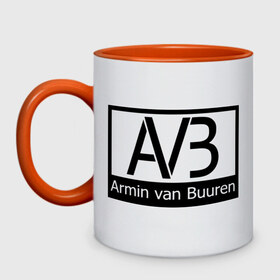 Кружка двухцветная с принтом Armin van buuren logo в Санкт-Петербурге, керамика | объем — 330 мл, диаметр — 80 мм. Цветная ручка и кайма сверху, в некоторых цветах — вся внутренняя часть | addicted | buuren | van | аrmin