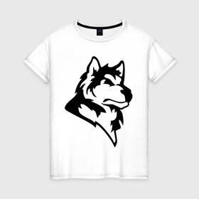 Женская футболка хлопок с принтом Дикий волк в Санкт-Петербурге, 100% хлопок | прямой крой, круглый вырез горловины, длина до линии бедер, слегка спущенное плечо | 