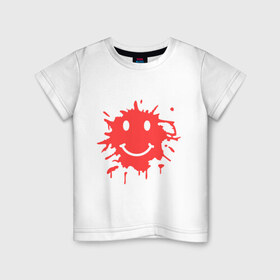 Детская футболка хлопок с принтом Клякса смайлик в Санкт-Петербурге, 100% хлопок | круглый вырез горловины, полуприлегающий силуэт, длина до линии бедер | клякса | пятно | смайл | улыбка