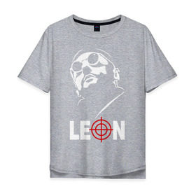 Мужская футболка хлопок Oversize с принтом Leon в Санкт-Петербурге, 100% хлопок | свободный крой, круглый ворот, “спинка” длиннее передней части | jean | leon | professional | reno | жан | леон | профессионал | рено