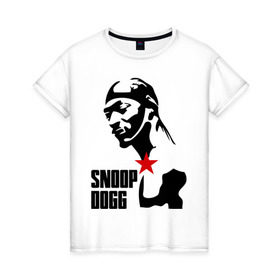 Женская футболка хлопок с принтом Snoop Dogg в Санкт-Петербурге, 100% хлопок | прямой крой, круглый вырез горловины, длина до линии бедер, слегка спущенное плечо | dogg | snoop | дог | снуп