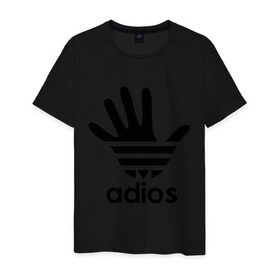 Мужская футболка хлопок с принтом Adios в Санкт-Петербурге, 100% хлопок | прямой крой, круглый вырез горловины, длина до линии бедер, слегка спущенное плечо. | adidas | adios | адидас | адьёс | адьос | рука