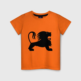 Детская футболка хлопок с принтом Лев в Санкт-Петербурге, 100% хлопок | круглый вырез горловины, полуприлегающий силуэт, длина до линии бедер | зверь | лев | силуэт | царь