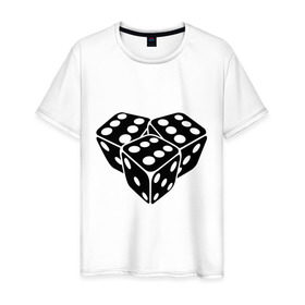 Мужская футболка хлопок с принтом Игральные кубики в Санкт-Петербурге, 100% хлопок | прямой крой, круглый вырез горловины, длина до линии бедер, слегка спущенное плечо. | игральные кости | кубик