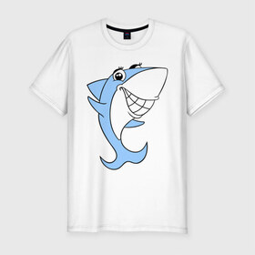 Мужская футболка премиум с принтом Акула девочка в Санкт-Петербурге, 92% хлопок, 8% лайкра | приталенный силуэт, круглый вырез ворота, длина до линии бедра, короткий рукав | акула | девочка | милая | улыбка