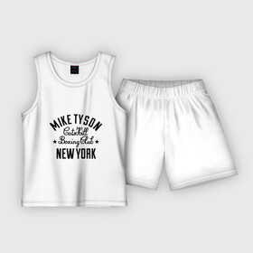 Детская пижама с шортами хлопок с принтом Mike Tyson CatsKill Boxing Club в Санкт-Петербурге,  |  | boxing | catskill | club | mike | new | tyson | york | бокс | йорк | клуб | майк | нью | тайсон