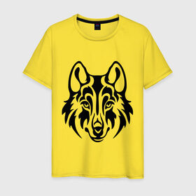Мужская футболка хлопок с принтом Морда волка в Санкт-Петербурге, 100% хлопок | прямой крой, круглый вырез горловины, длина до линии бедер, слегка спущенное плечо. | волк | голова | тату