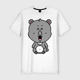Мужская футболка премиум с принтом Милый мишка в Санкт-Петербурге, 92% хлопок, 8% лайкра | приталенный силуэт, круглый вырез ворота, длина до линии бедра, короткий рукав | веселый | коала | медведь | милый | мишка | радостный