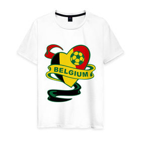 Мужская футболка хлопок с принтом Сборная Бельгии по Футболу в Санкт-Петербурге, 100% хлопок | прямой крой, круглый вырез горловины, длина до линии бедер, слегка спущенное плечо. | belgium | бельгия | мяч | сборная | флаг бельгии | футбол