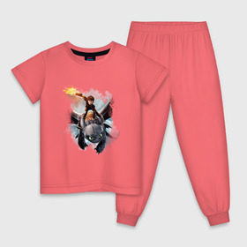 Детская пижама хлопок с принтом Как приручить дракона в Санкт-Петербурге, 100% хлопок |  брюки и футболка прямого кроя, без карманов, на брюках мягкая резинка на поясе и по низу штанин
 | дракон | как приручить дракона | мультфильм