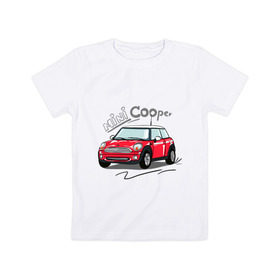 Детская футболка хлопок с принтом Mini Cooper в Санкт-Петербурге, 100% хлопок | круглый вырез горловины, полуприлегающий силуэт, длина до линии бедер | mini cooper | автомобиль | машина | мини купер | миникупер