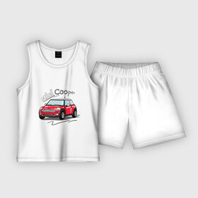 Детская пижама с шортами хлопок с принтом Mini Cooper в Санкт-Петербурге,  |  | mini cooper | автомобиль | машина | мини купер | миникупер
